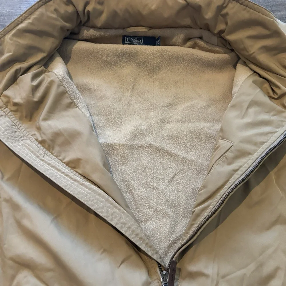 Polo Ralph Lauren Tuck Away Hooded Jacket Beige Full Zip Lined Men Size 2XLT
